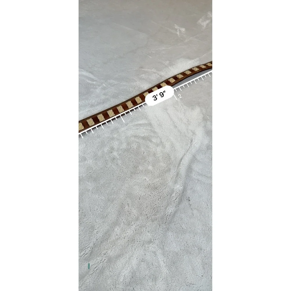 Mens Brown Top Grain Leather Belt Woven Inlay Silver Buckle Size‎ 40 Distressed